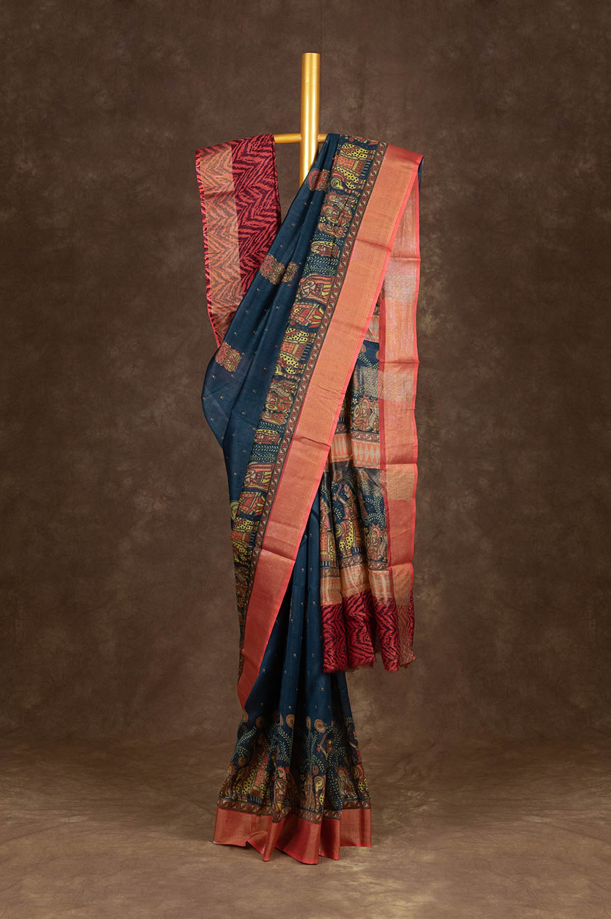 Peacock Green Maheshwari Silk Cotton Saree