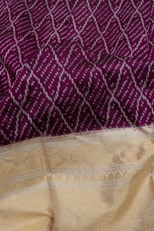 Magenta Ikat Kanchipuram Silk Saree