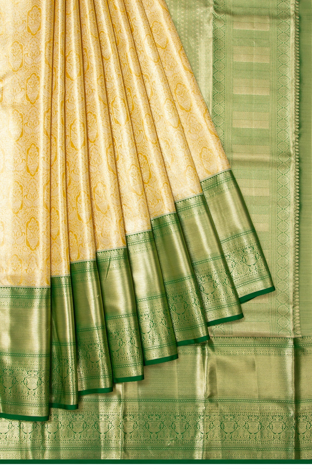 Yellow Kanchipuram Tissue Silk Saree1
