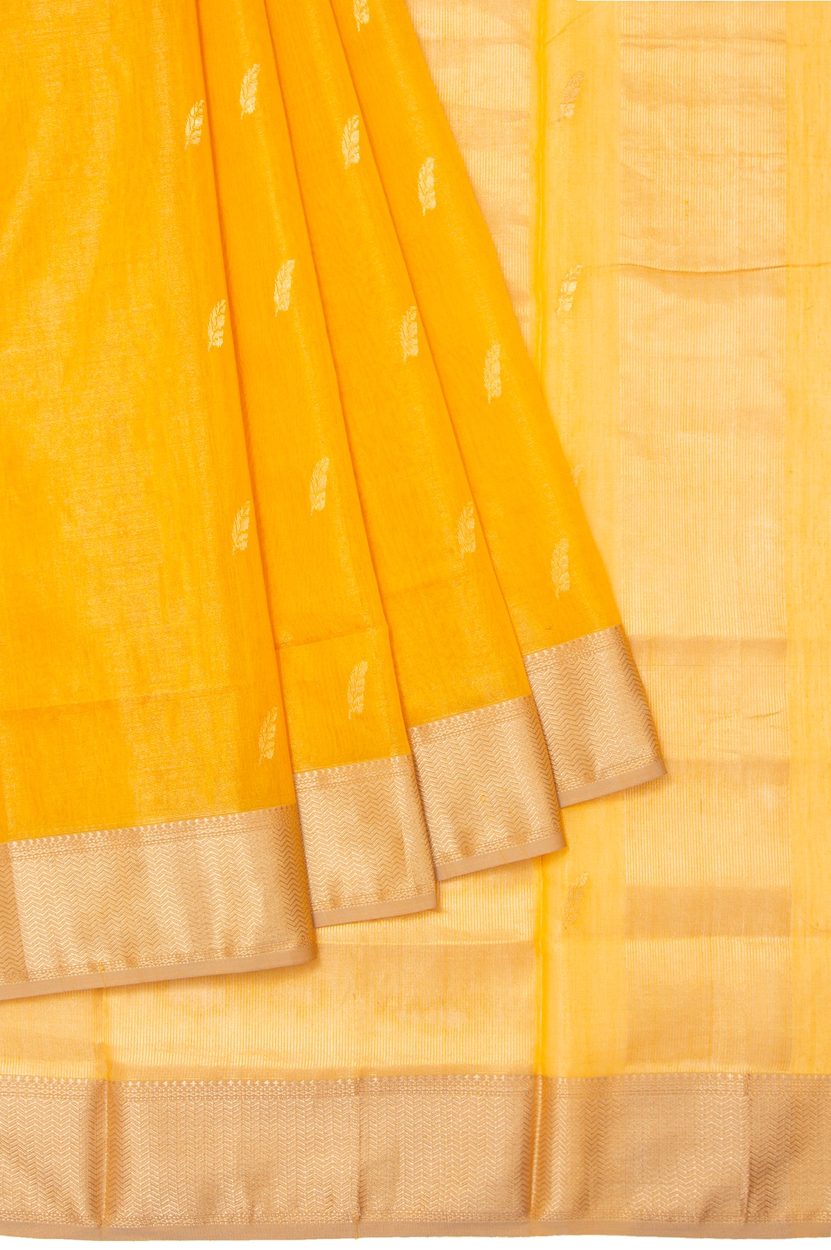 Unique Maheshwari Silk Pure Handloom Saree Yellow main image 0