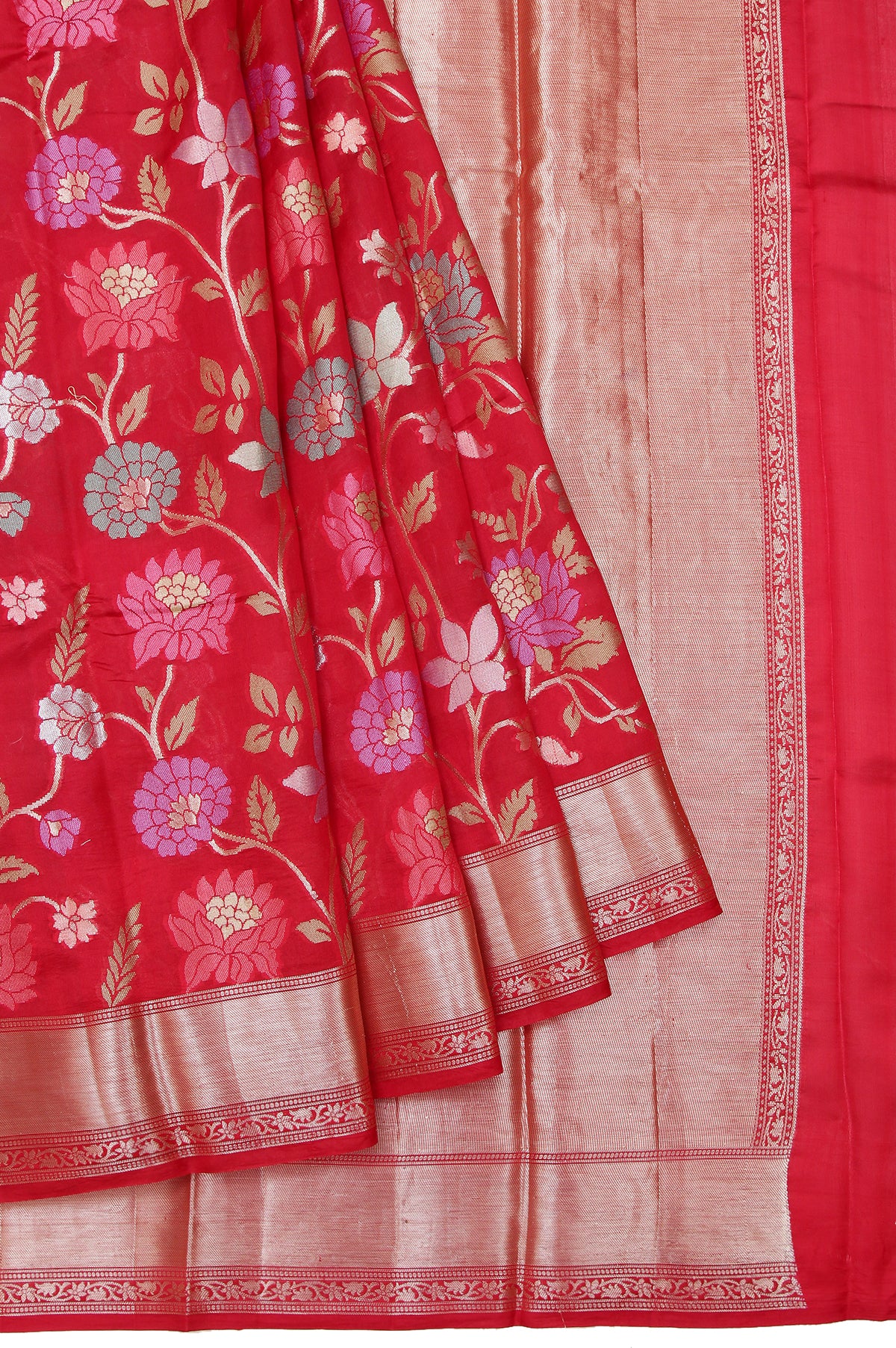 Red Chiniya Silk Saree