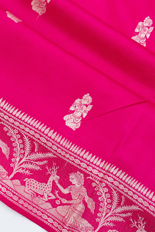 Fuchsia Pink Baluchari Silk Saree