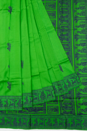 Lush Green Baluchari Silk Saree