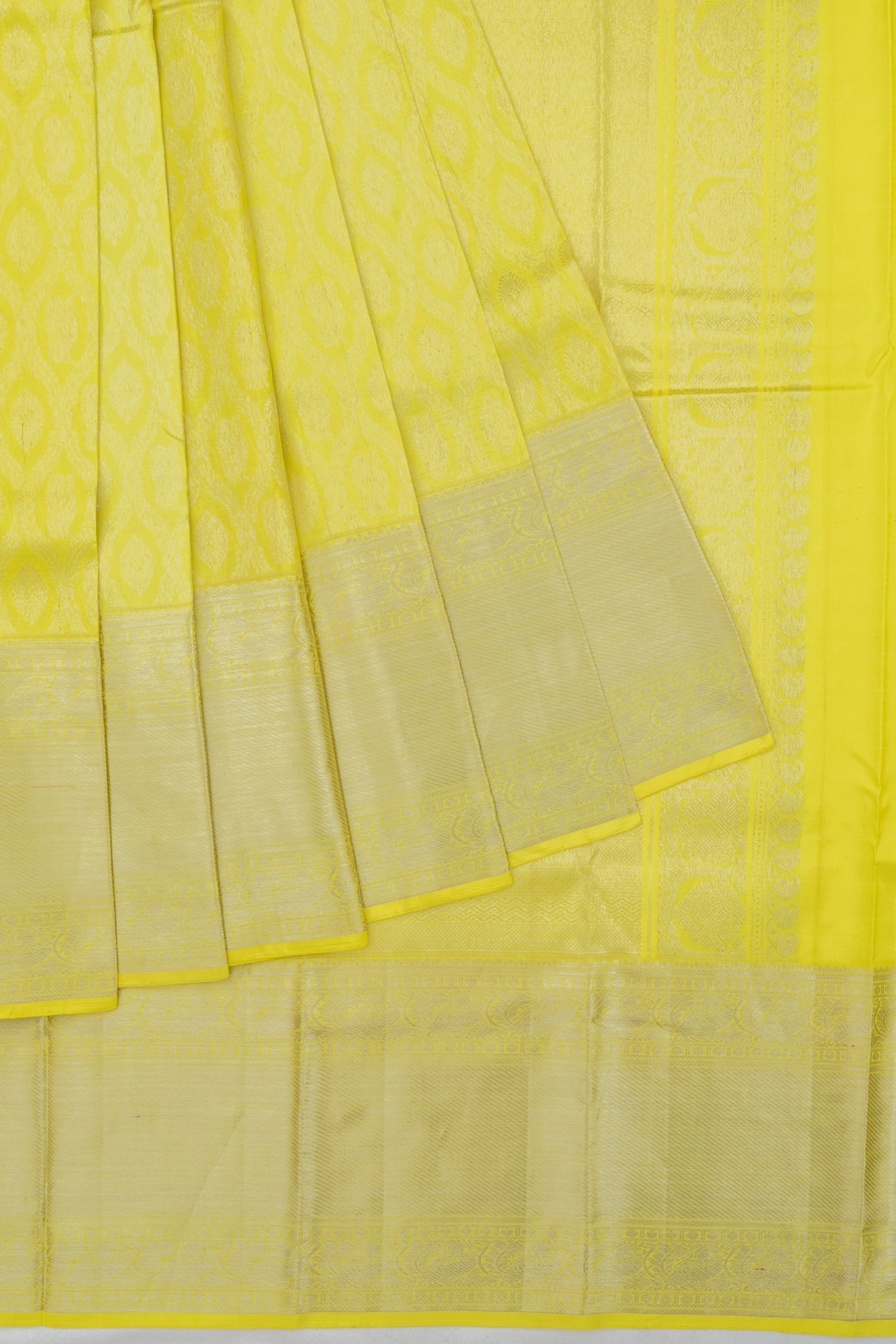 Lemon Yellow Kanchipuram Silk Saree