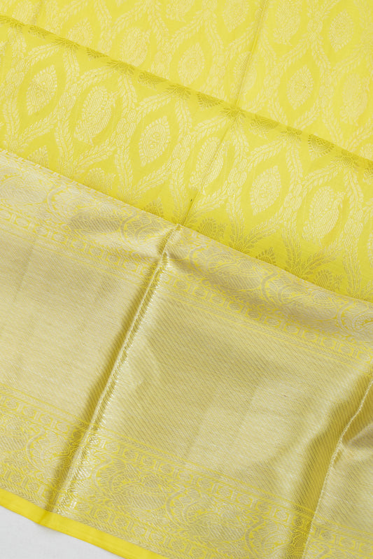 Lemon Yellow Kanchipuram Silk Saree