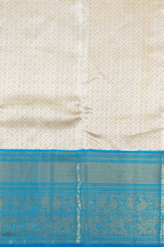 Gold And Blue Kanchipuram Silk Saree