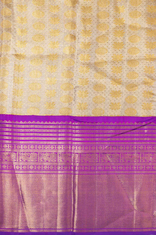 Gold And Purple Kanchipuram Silk Saree