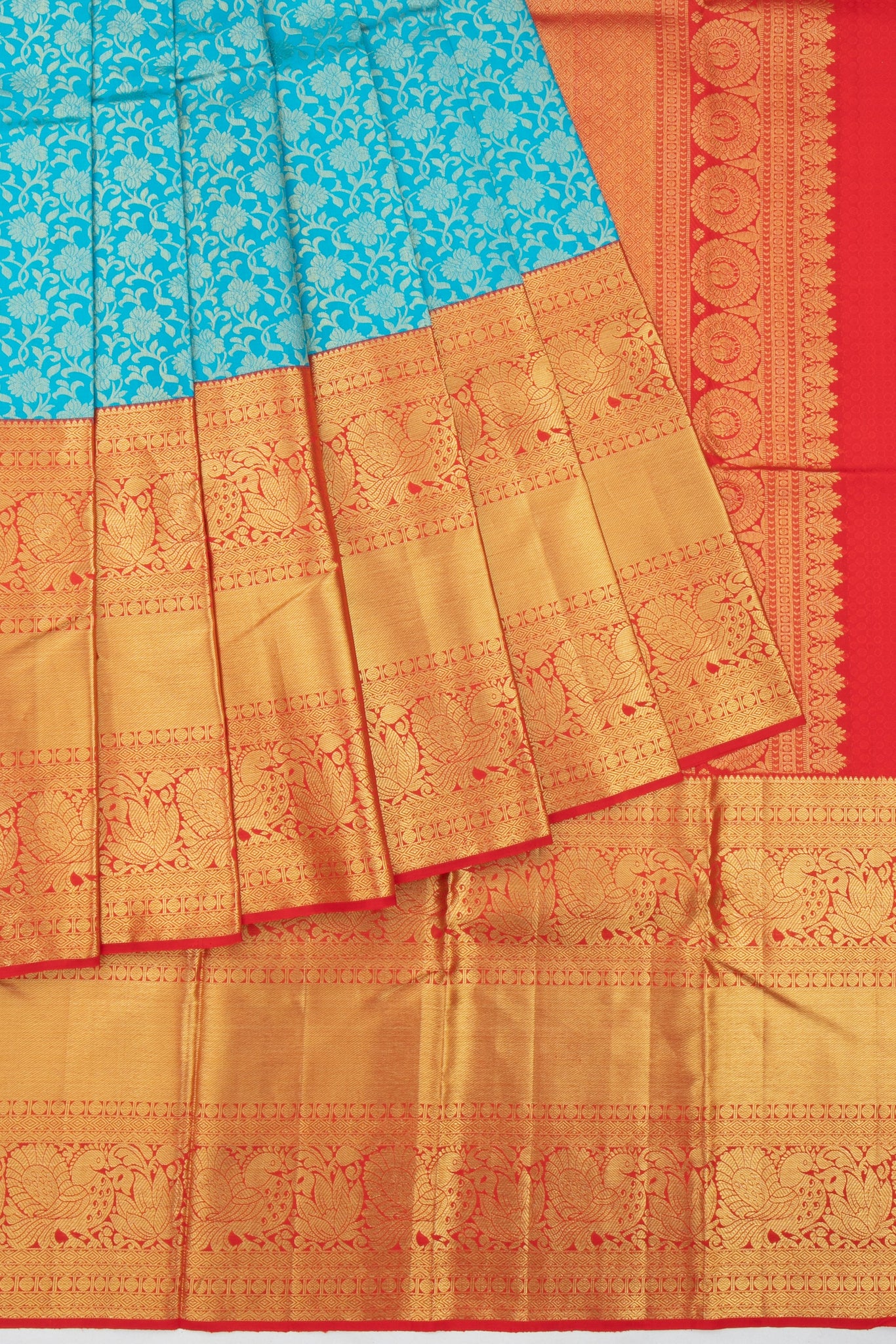 Sky blue Kanchipuram Silk Saree