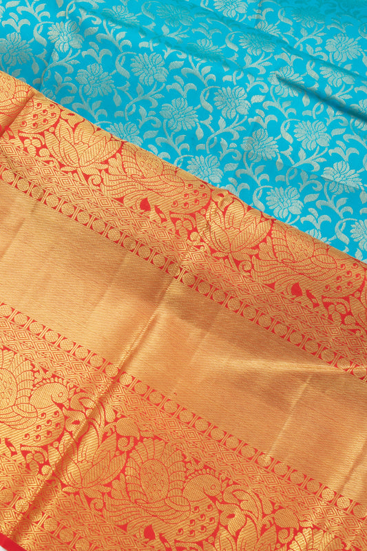 Sky blue Kanchipuram Silk Saree