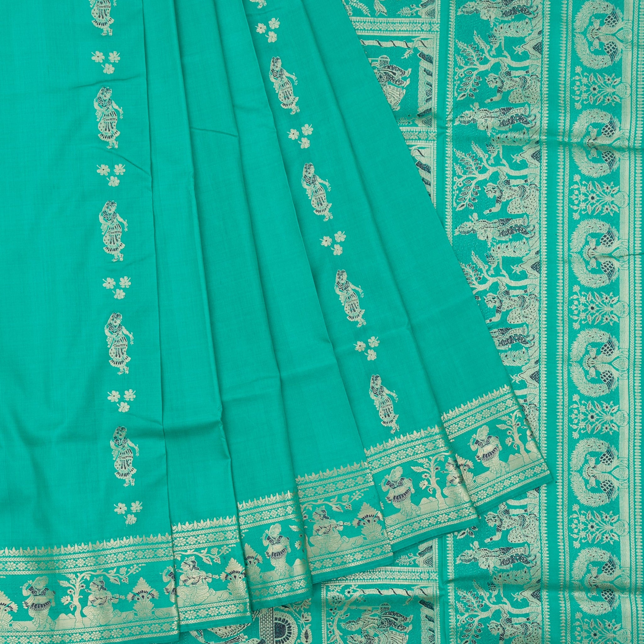 Sea Green Baluchari Silk Saree