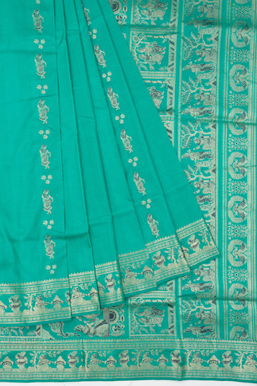 Sea Green Baluchari Silk Saree