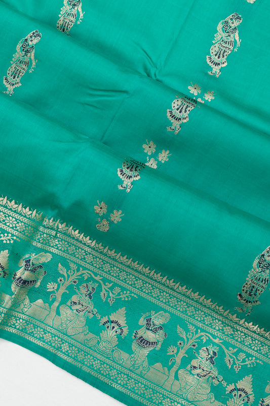 Sea Green Baluchari Silk Saree