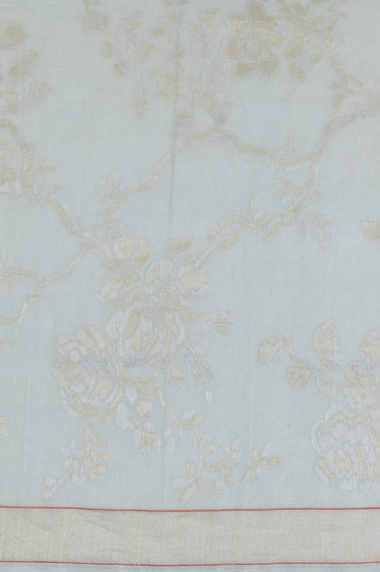 Ash Green Banaras Katan Cotton Saree