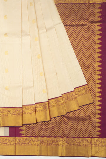 Off white Kanchipuram silk saree