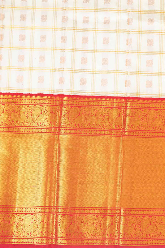 Off white Kanchipuram Silk Saree