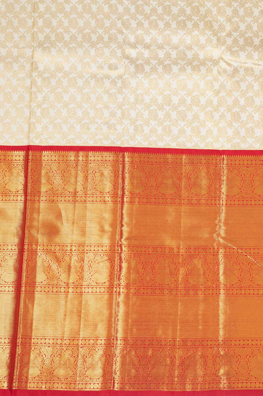 Off white Kanchipuram Silk Saree