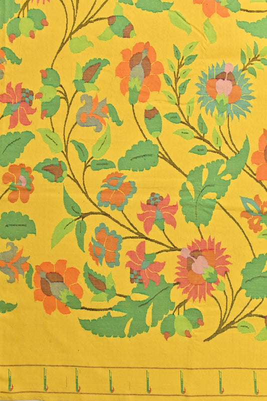 Yellow Paithani Cotton Saree