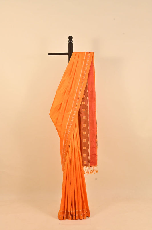 Turmeric Yellow Sambalpuri Ikat Silk Saree