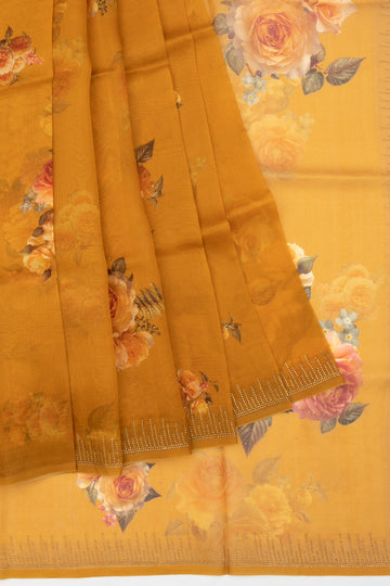 Mustard Organza Saree