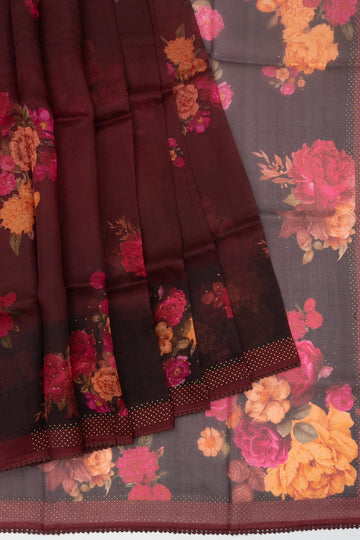 Brown Organza Silk Saree