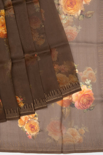 Brown Organza Saree