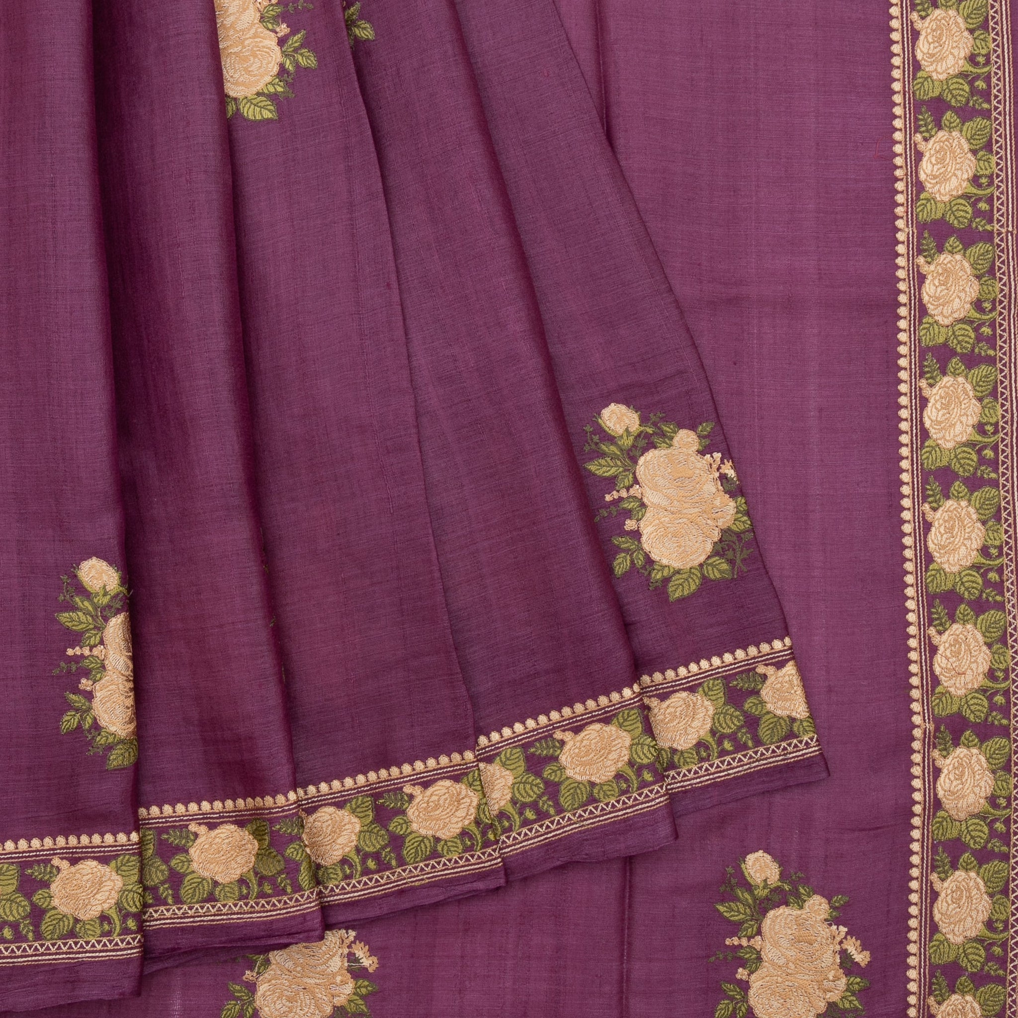 Purple Banaras Tussar Saree