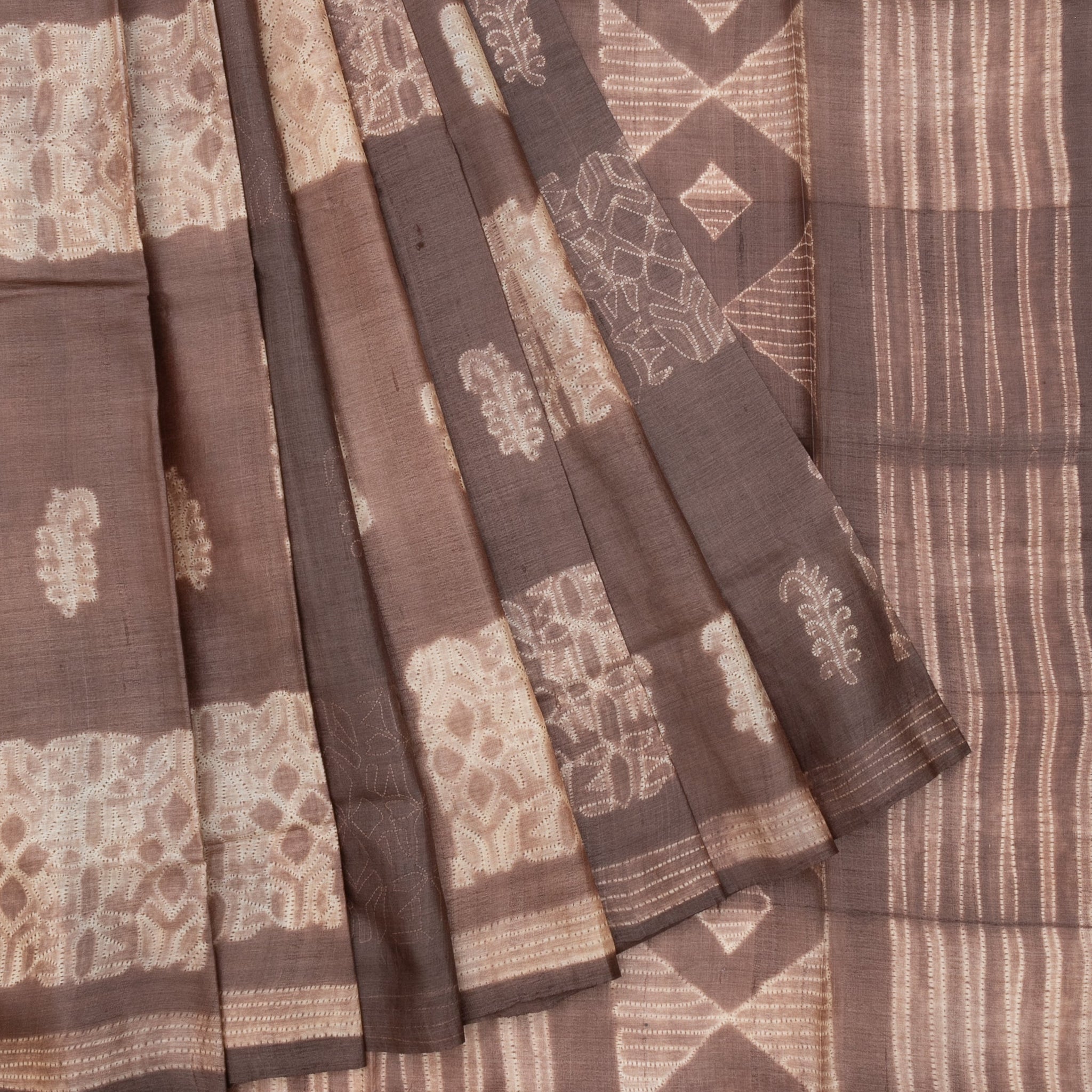 Brown Tussar Silk Saree