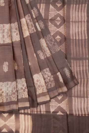 Brown Tussar Silk Saree