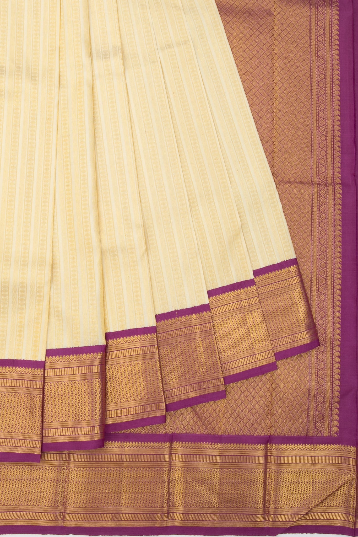 Cream Arani Silk Saree