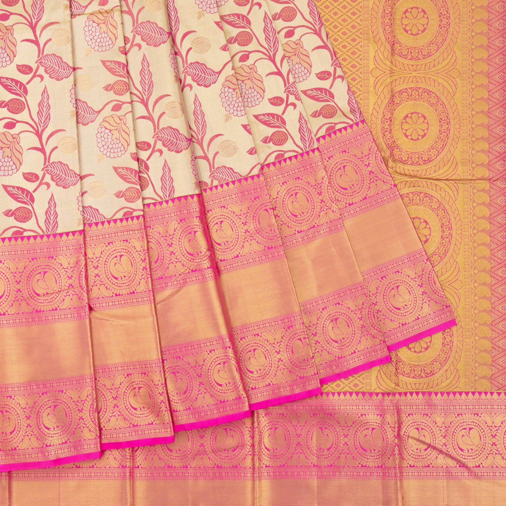 Cream Kanchipuram Silk Saree