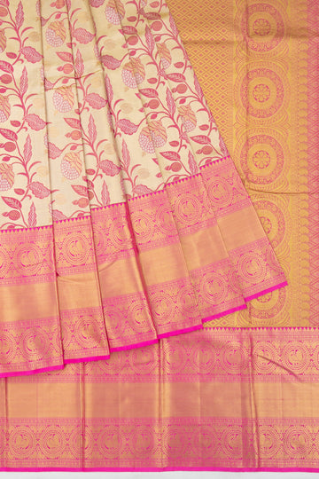 Cream Kanchipuram Silk Saree