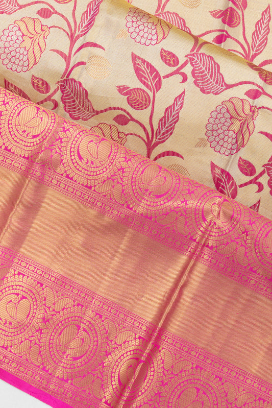 Cream Kanchipuram Silk Saree