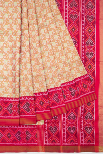 Peach Kanchipuram Silk Saree with Rajkot Patola Border