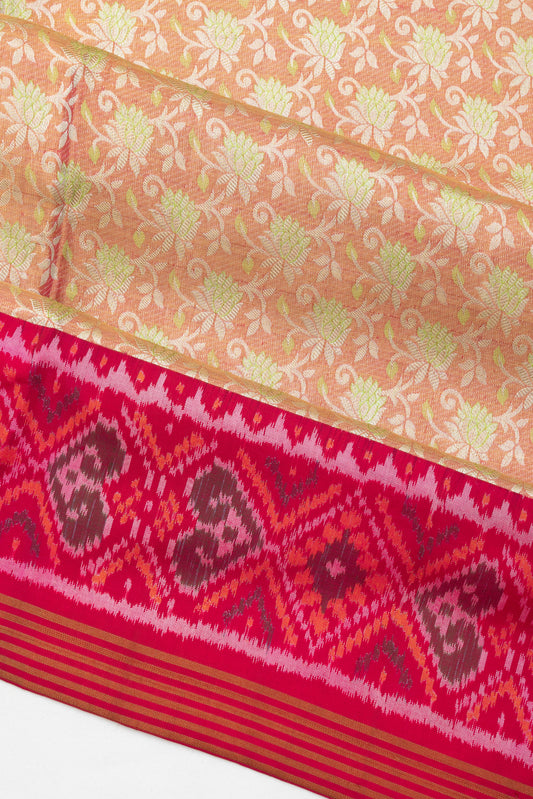 Peach Kanchipuram Silk Saree with Rajkot Patola Border