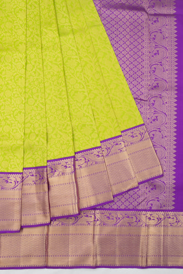 Parrot Green Kanchipuram Silk Saree