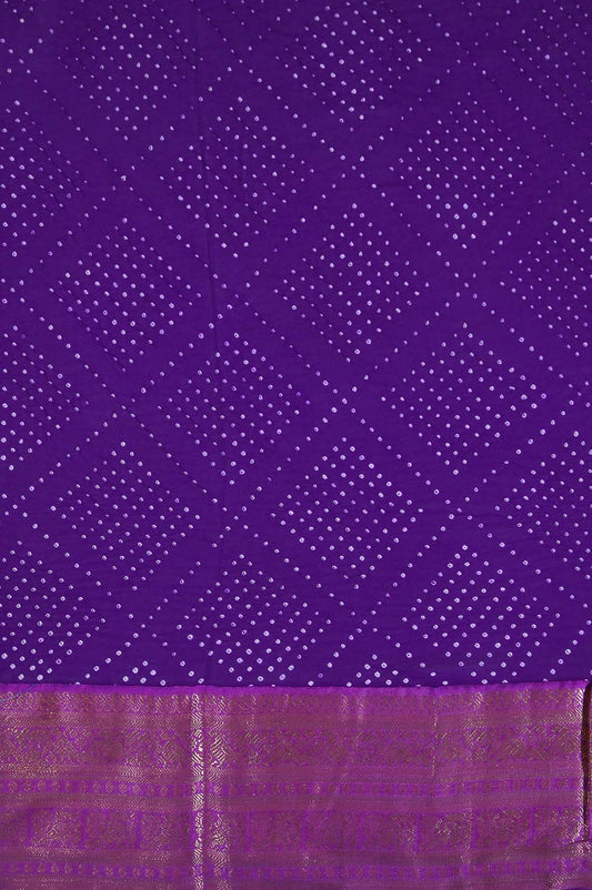 Violet Bandhani Silk Saree with Kanchipuram Border