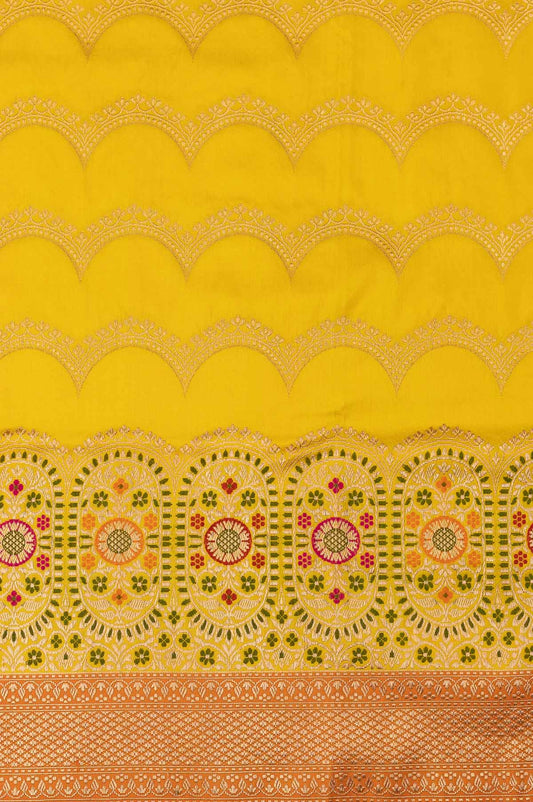 Yellow Banaras Katan Saree