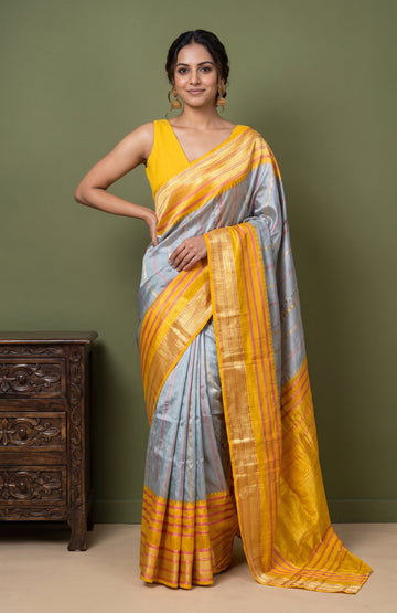 Pastel Blue Banaras Katan Saree