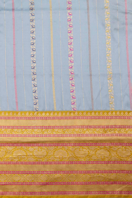 Pastel Blue Banaras Katan Saree