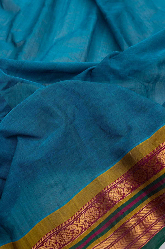 Ananda Blue Gadwal Silk Saree