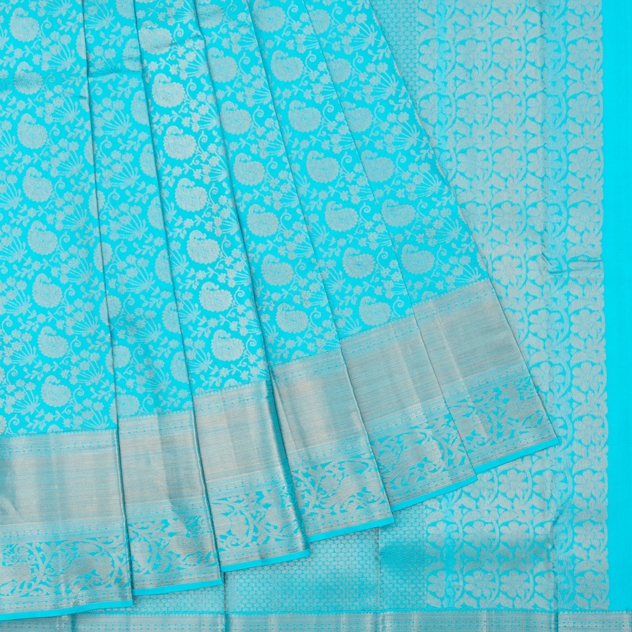 Sea Blue Kanchipuram Silk Saree