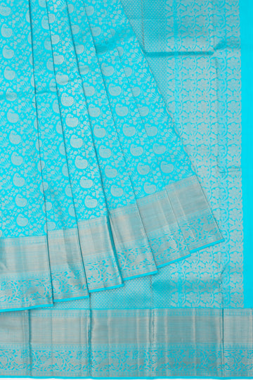 Sea Blue Kanchipuram Silk Saree