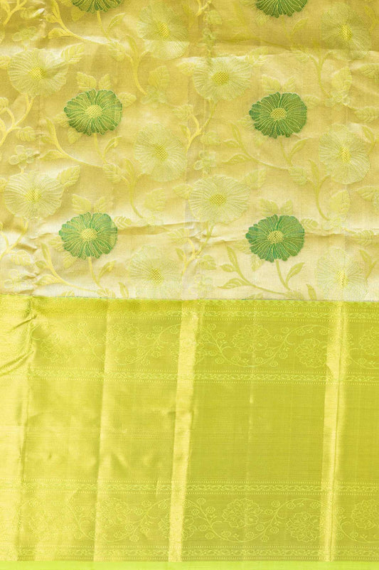 Parrot Green Kanchipuram Tissue Silk Saree