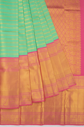 Parrot Green Kanchipuram Silk Saree