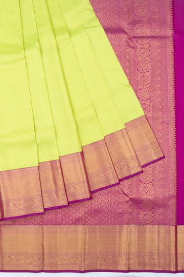 Neon green Kanchipuram Silk Saree