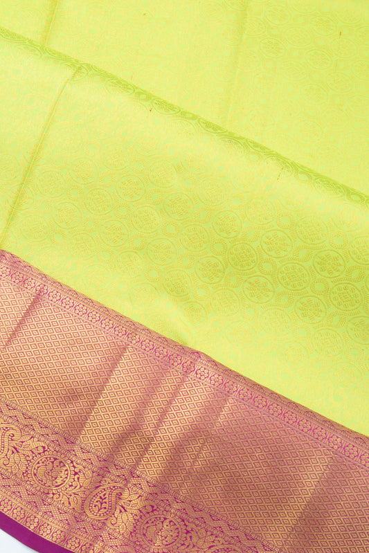 Neon green Kanchipuram Silk Saree