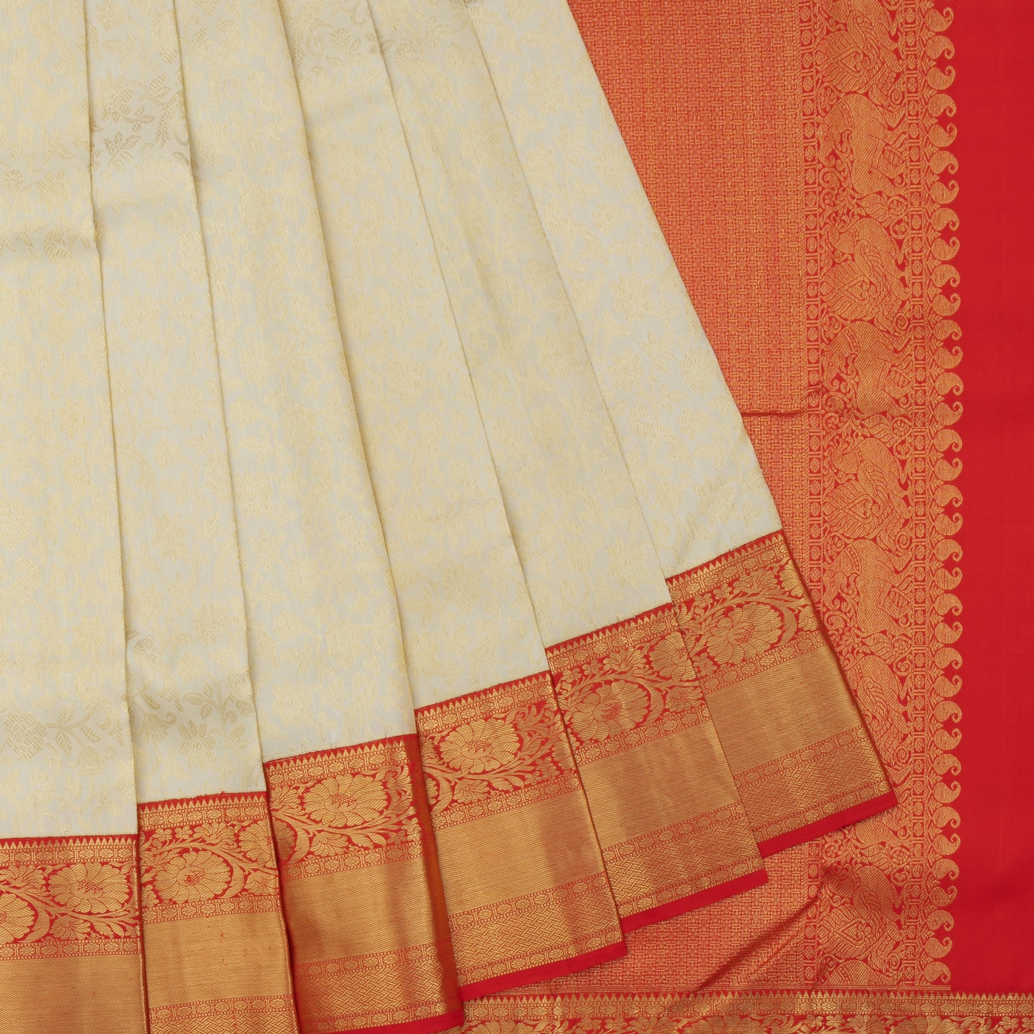 Cream  Kanchipuram Silk Saree