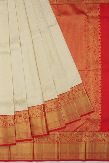 Cream  Kanchipuram Silk Saree