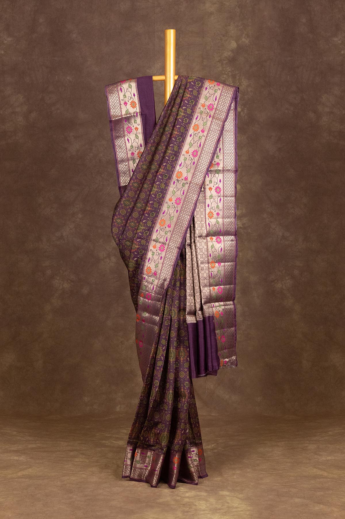 Purple Chanderi Silk Cotton Saree