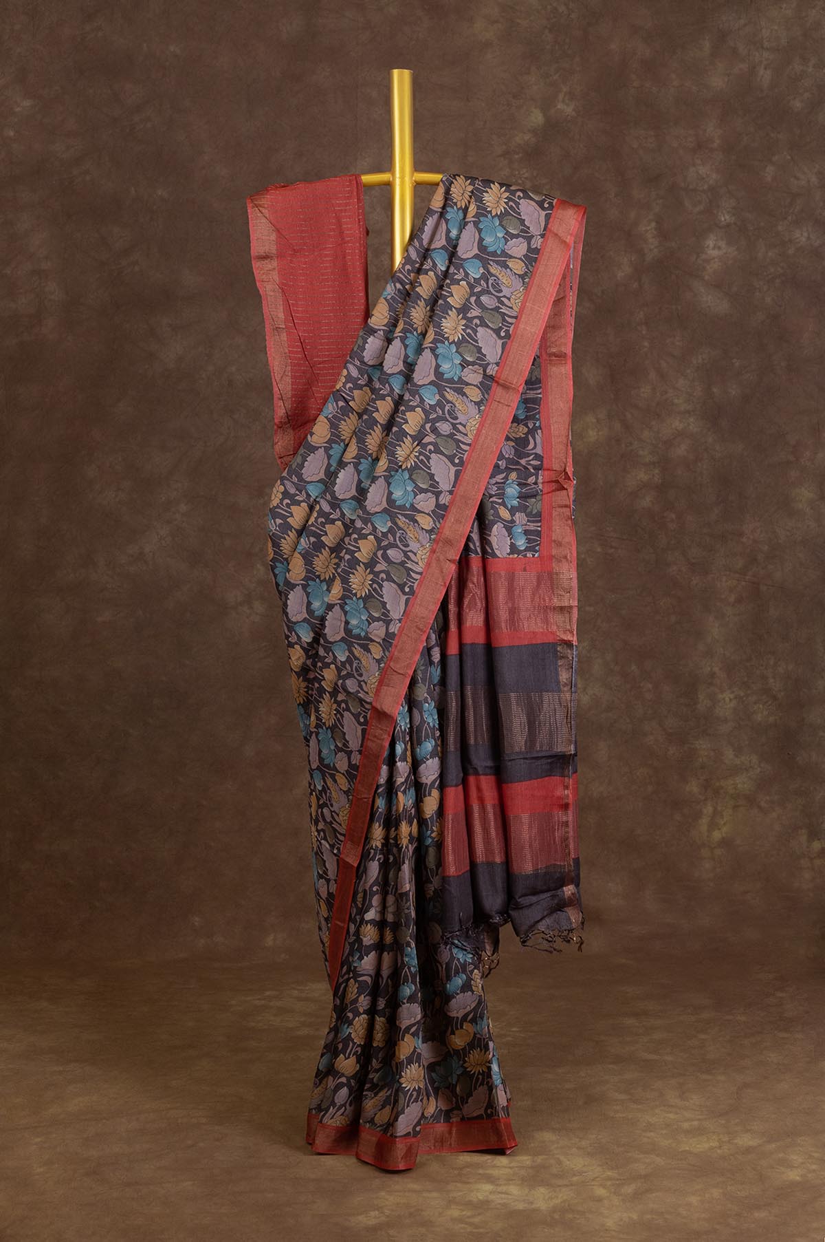 Brown Tussar Silk Saree